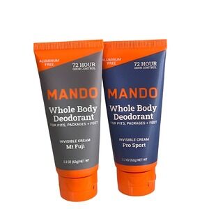 Mando‎ Whole Body Deodorant 2 Pack Mt Fuji Pro Sport Invisible Cream 2.2oz Each